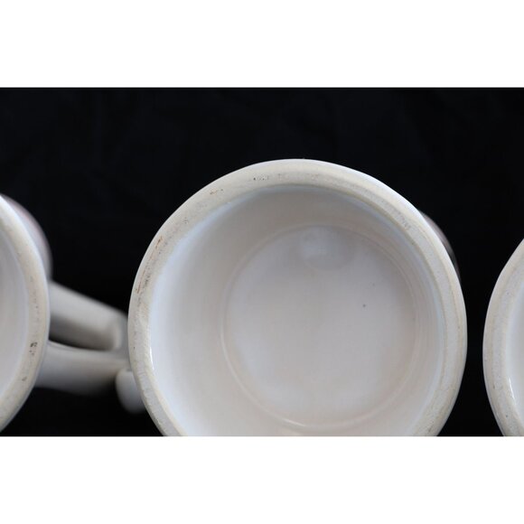 Vintage Set Of Five 1965 Budweiser Beer Mugs White Red Gold Pottery - Picture 5 of 7